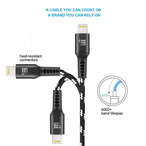 Apple MFI Certified Durable Braided Lightning Charging Cable for iPhone