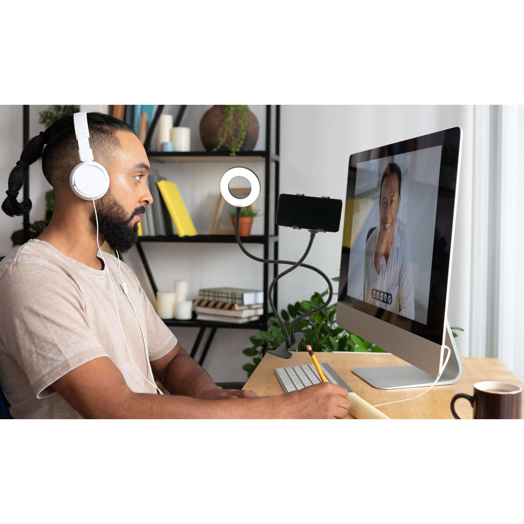 Selfie Ring LED Light Stand with Desk Clip