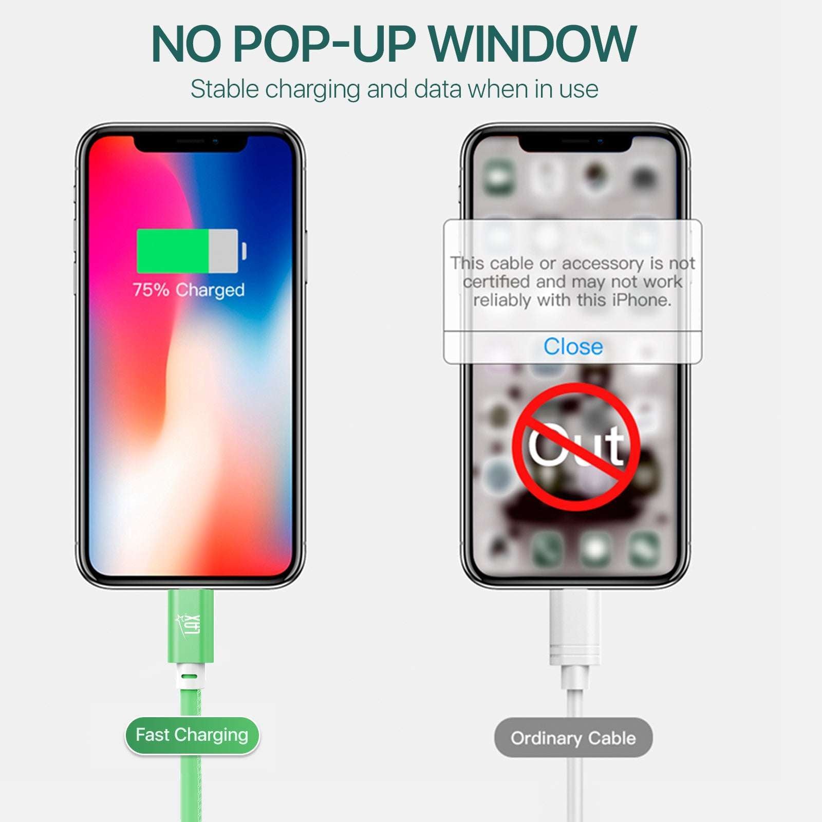 USB to iPhone Cable - Glow in the Dark Cable - Fast Charging Cable (10ft)