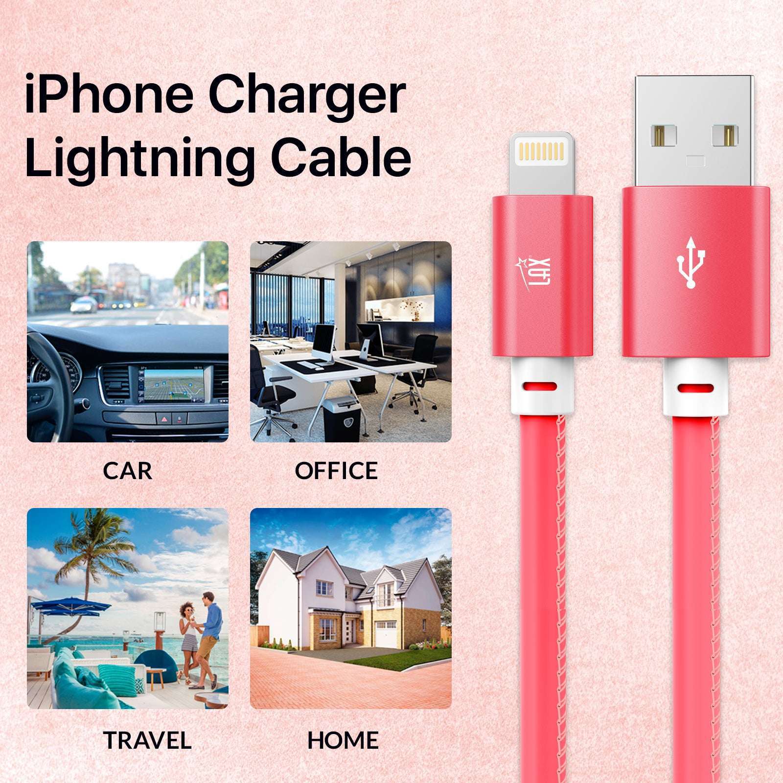 USB to iPhone Cable - Glow in the Dark Cable - Fast Charging Cable (10ft)