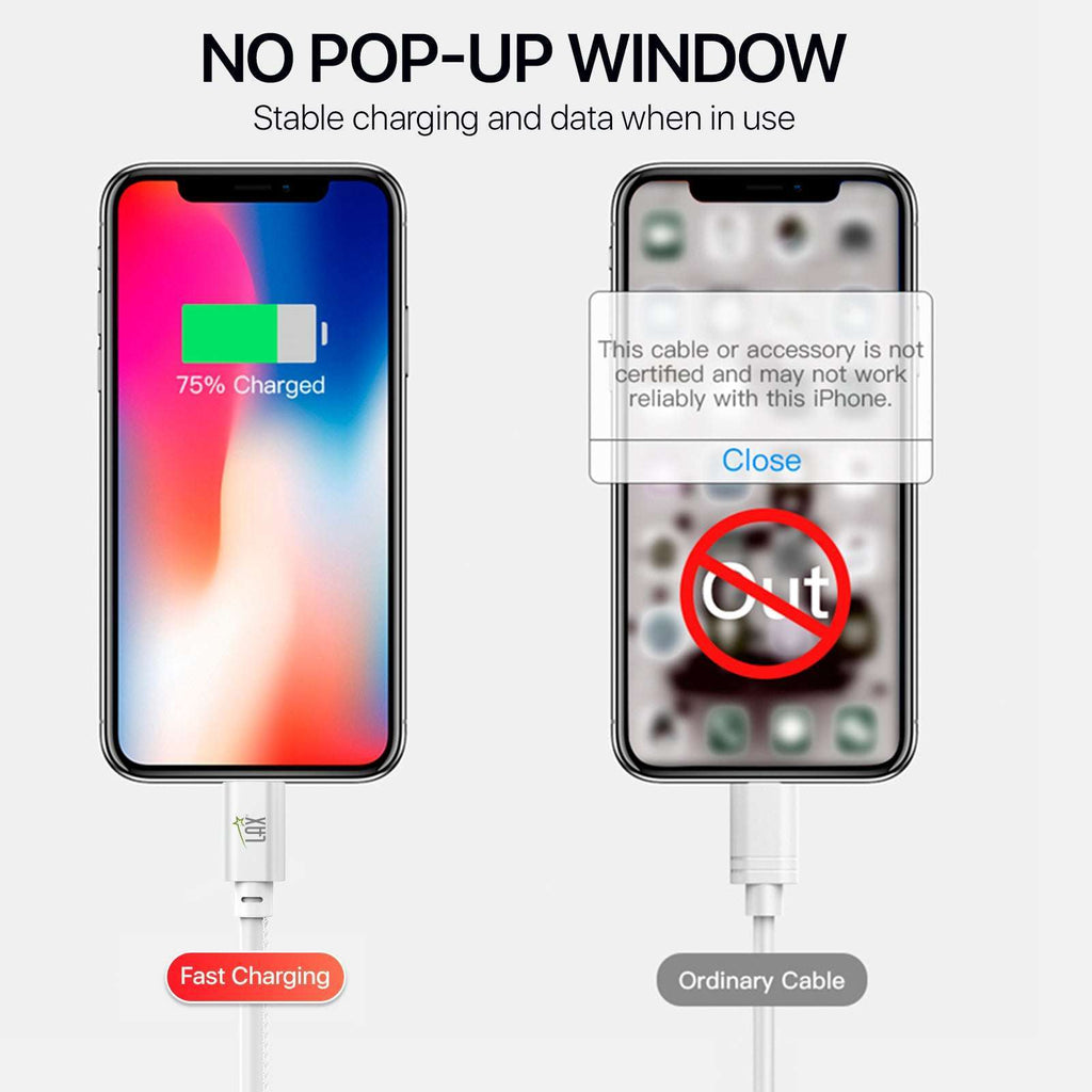 USB to iPhone Cable - Glow in the Dark Cable - Fast Charging Cable (10ft)