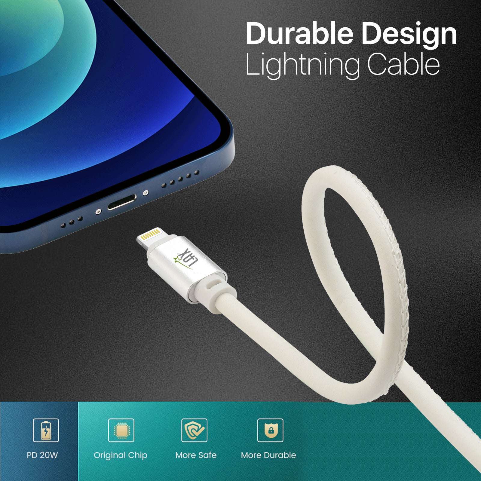 USB to iPhone Cable - Glow in the Dark Cable - Fast Charging Cable (10ft)
