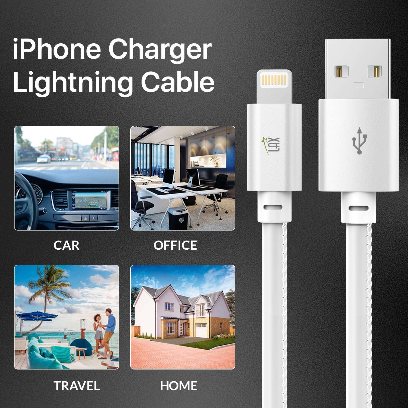 USB to iPhone Cable - Glow in the Dark Cable - Fast Charging Cable (10ft)