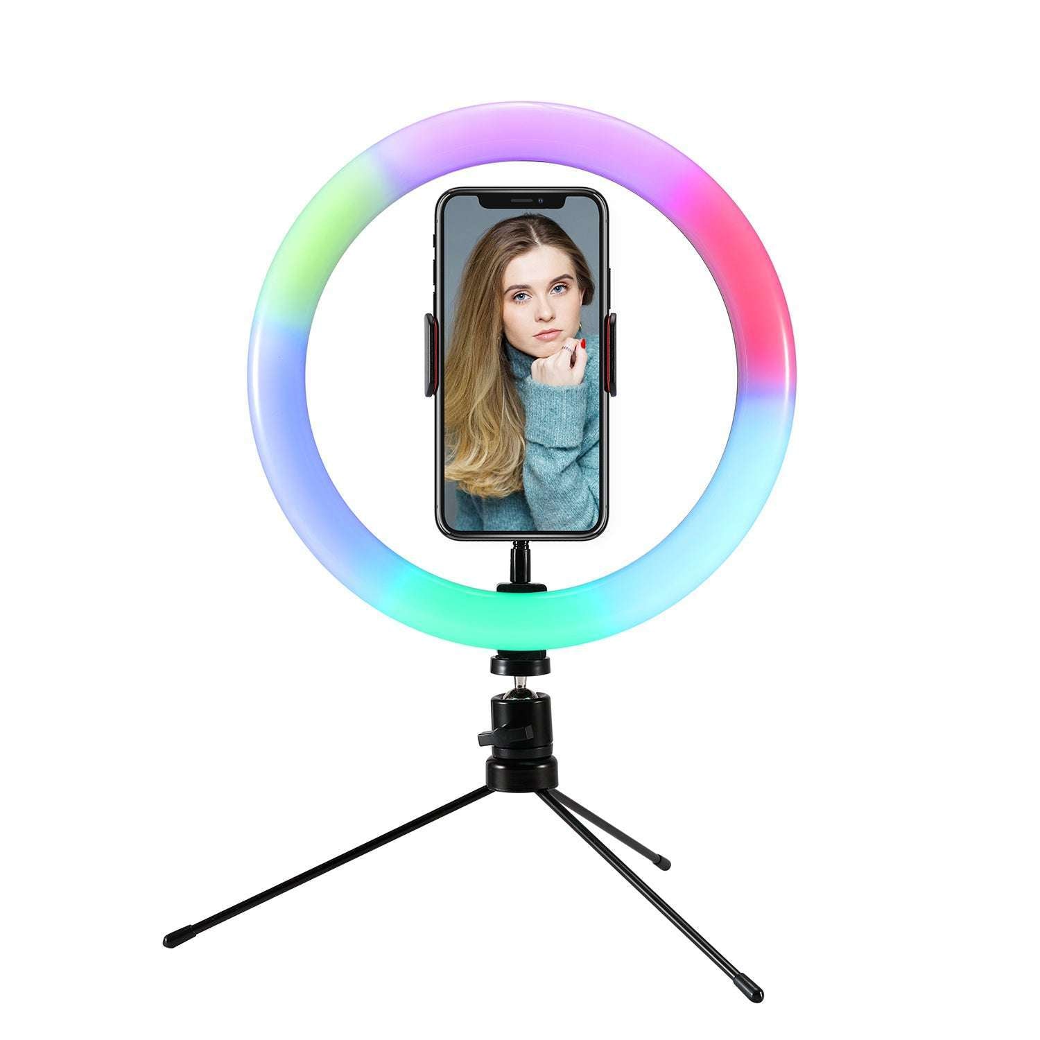 Multi-Color LED Selfie Ring Light with Small Tripod