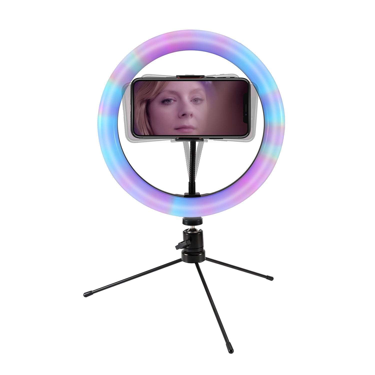 Multi-Color LED Selfie Ring Light with Small Tripod