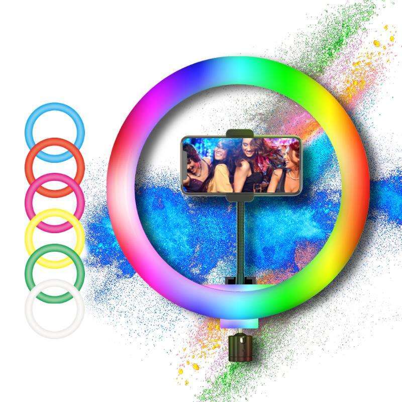 Multi-Color LED Selfie Ring Light with Small Tripod