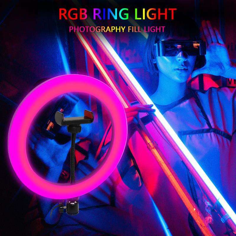 Multi-Color LED Selfie Ring Light with Small Tripod