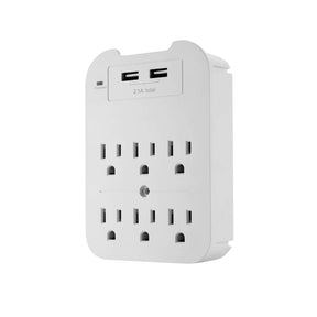 Multi-Plug Surge Protector with 6 Wall Outlets & 2 USB Ports