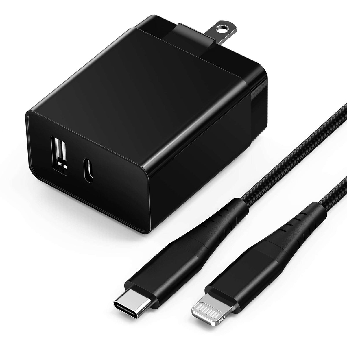 USB-PD 20W Wall Charger with Apple MFi Lightning Cable (6ft)