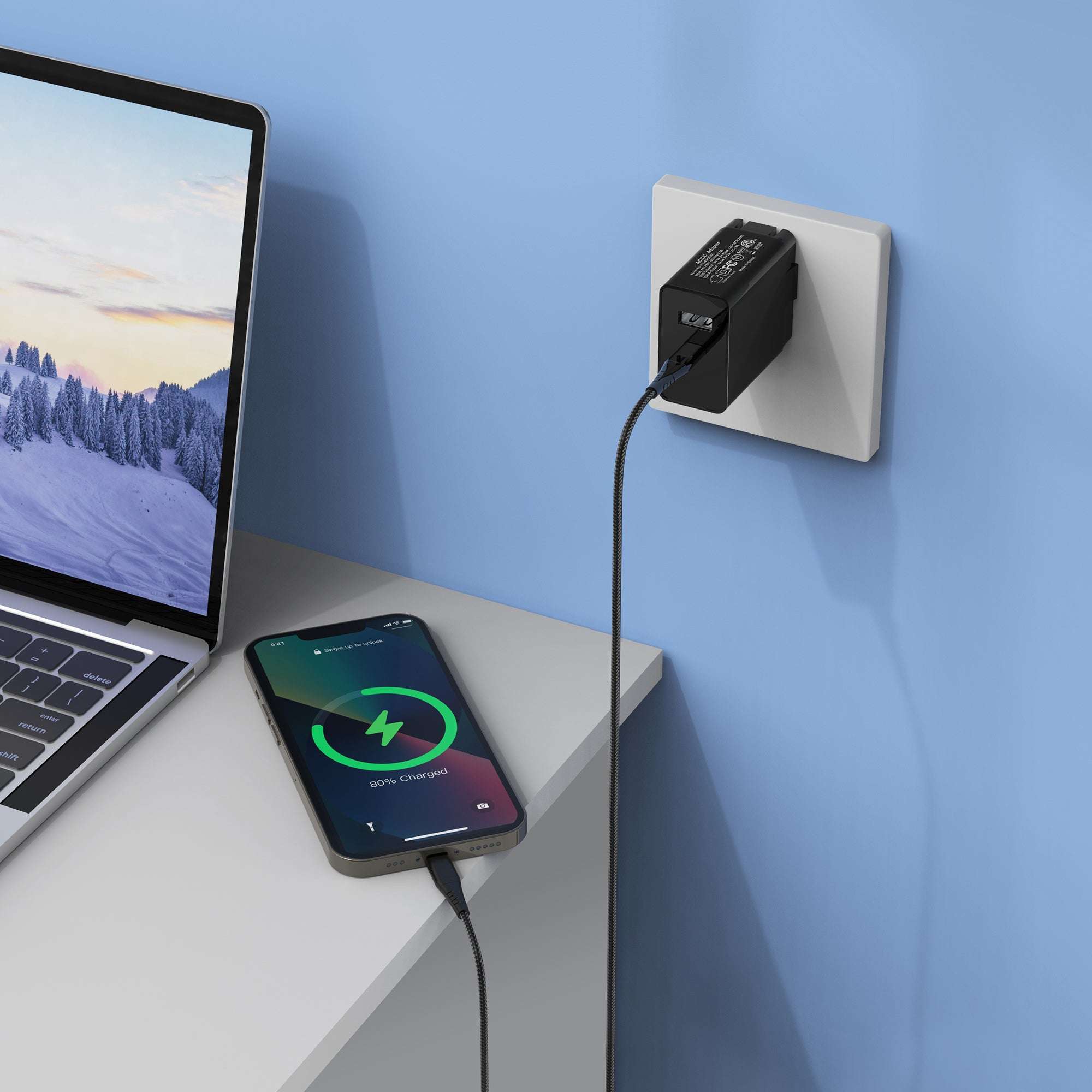 LAX 20W Wall Charger with iPhone Compatible Cable (6ft)